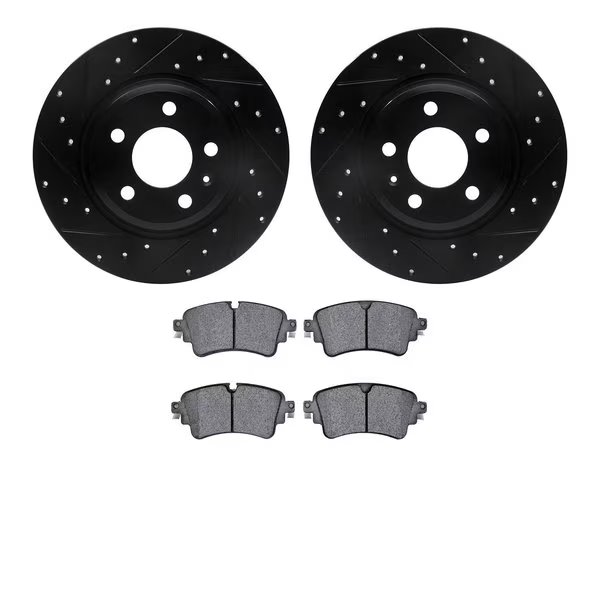 8602-73049, Rotors-Drilled and Slotted-Black with 5000 Euro Ceramic Brake Pads, Zinc Coated, Dynamic Friction Co, Mfr#: 8602-73049